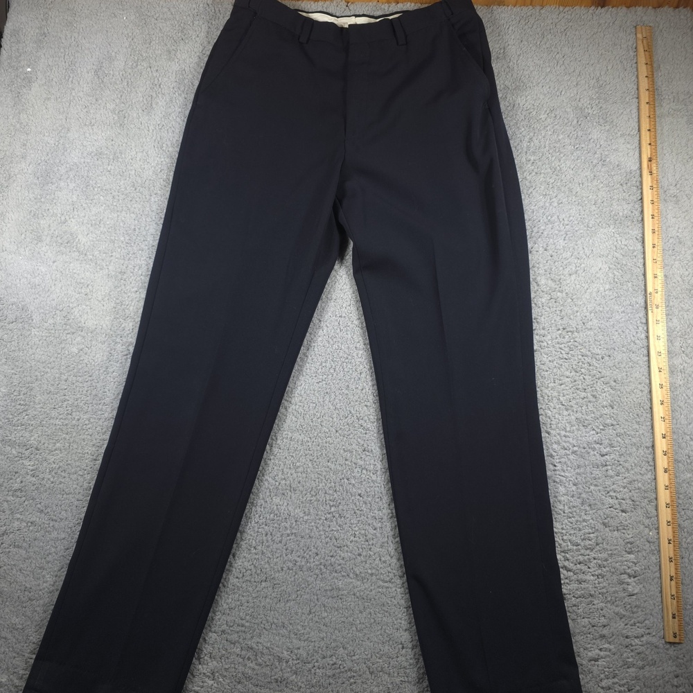 Ll Bean Mens Dress‎ Pants 35 Blue Pleated Front  Waist 35/34 Zipper Pocket